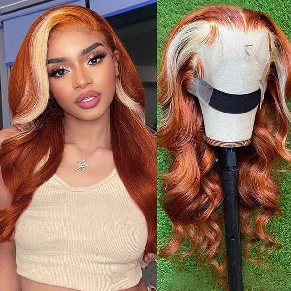 Ginger Blonde Ombre Wigs Body Wave 13x4 HD Lace Front Wigs for Women