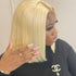 613 Blonde Straight Human Hair Lace Front Short Bob Wigs