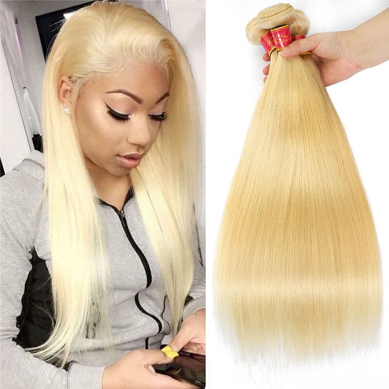 WorldNewHair #613 Straight Hair 3 Bundles Blonde Color Brazilian Human Virgin Hair Weave