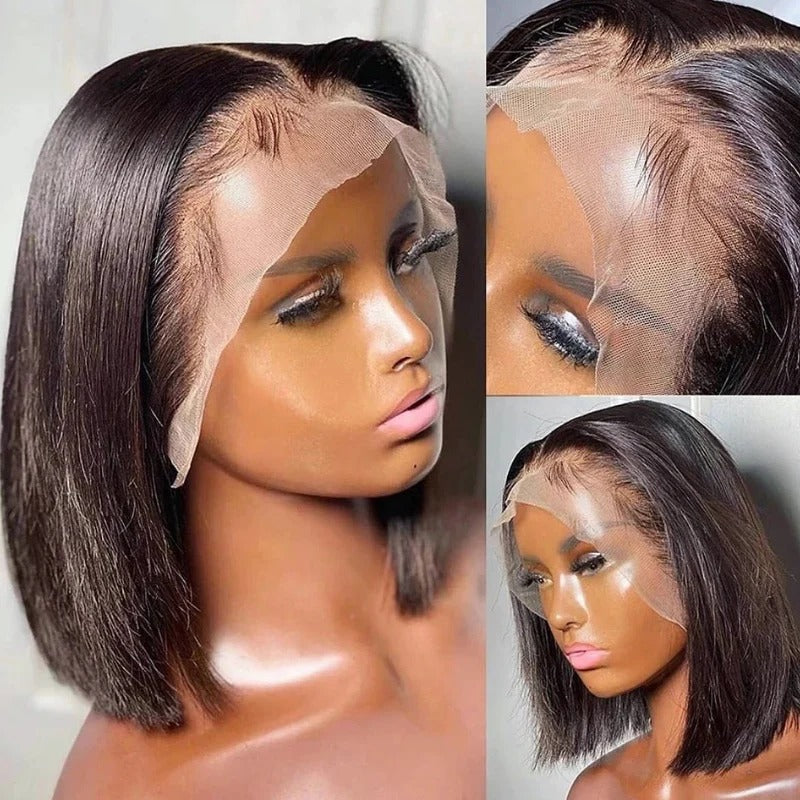 Short Straight Bob 13x4 Lace Frontal Wigs-12inch best for summer