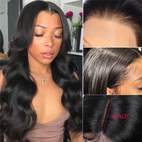 Body Wave Human Hair 4x4 Lace Wig Pre Plucked  With Baby Hair On Sale