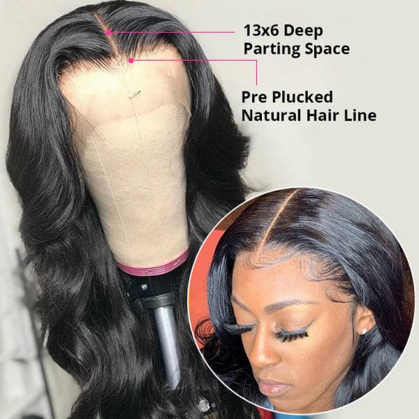 Body Wave 13x6 Transparent Lace Wig 100% Human Hair Wig 250% Density