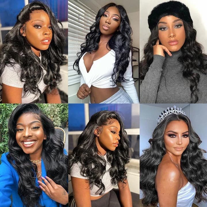 Brazilian Body Wave 4 Bundles With 13*4 Lace Frontal Closure 100% Human Hair Weft