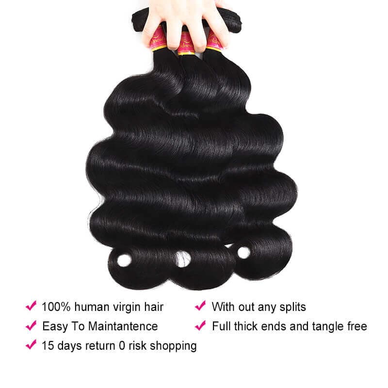 WorldNewHair Brazilian Body Wave Virgin Hair 4 Bundles Unprocessed Remy Human Hair Weave