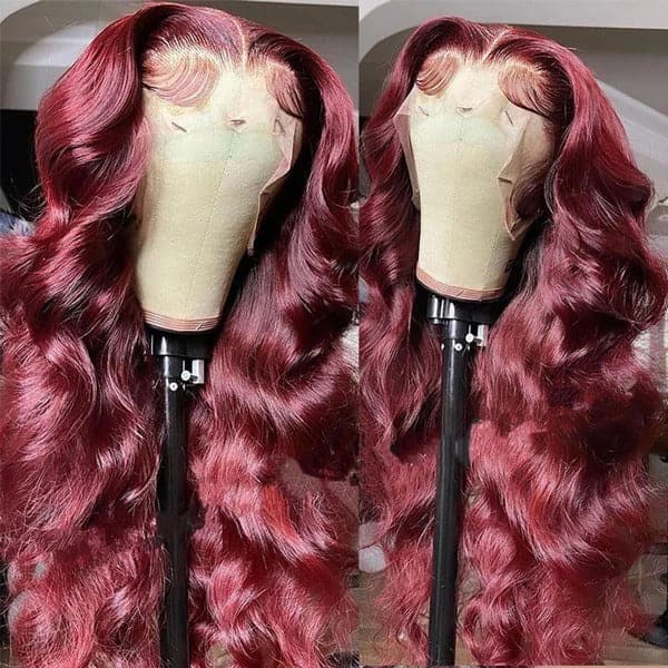 Burgundy 99J Body Wave HD 13x4 Lace Front Wigs 100% Human Hair Wigs With Baby Hair