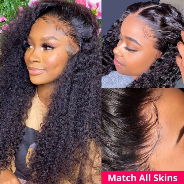 Kinky Curly HD Transparent Lace Wig Invisible 13x4 Lace Front Wigs Online Sale