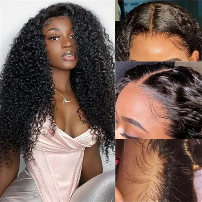 Kinky Curly 5x5 HD Transparent Lace Closure Wig Pre Plucked Natural Hairline Human Hair Wig