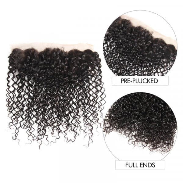 Kinky Curly Hair 4 Bundles With Lace Frontal Closure Brazilian Virgin Human Hair Weave For Black Women