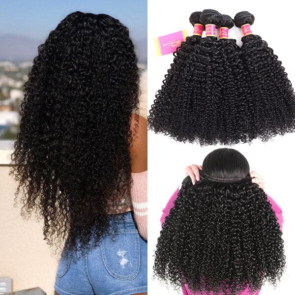 Brazilian Kinky Curly Virgin Human Hair 4 Bundles Jerry Curly Hair Weave