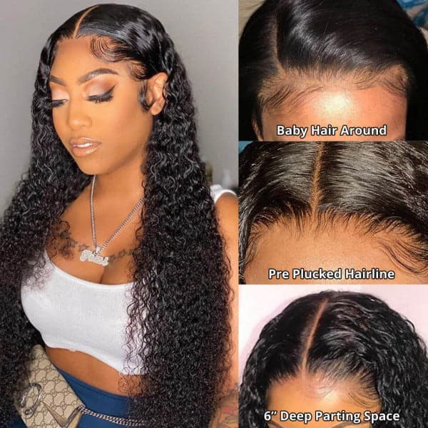 Kinky Curly HD Transparent Lace Wig Invisible 13x4 Lace Front Wigs Online Sale