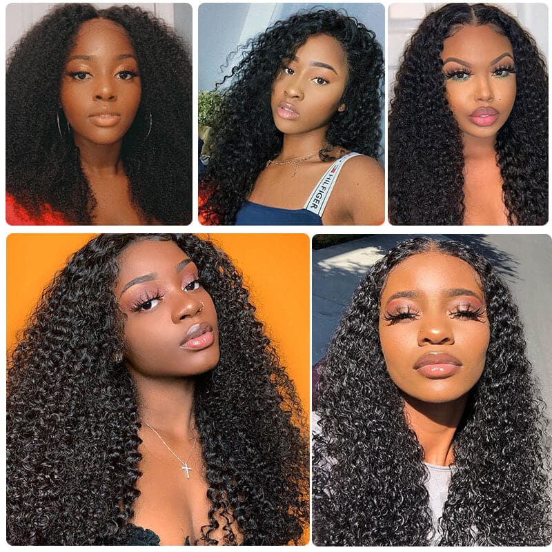 Kinky Curly  4x4 Lace Front Closure Wigs Pre-Plucked With Baby Hair
