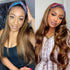 Headband Wig Honey Blonde Ombre Color Body Wave Human Hair Wigs Natural Hairline