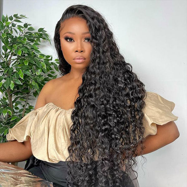 Deep Wave 4X4 Lace Wigs pre plucked human hair lace wig for black women