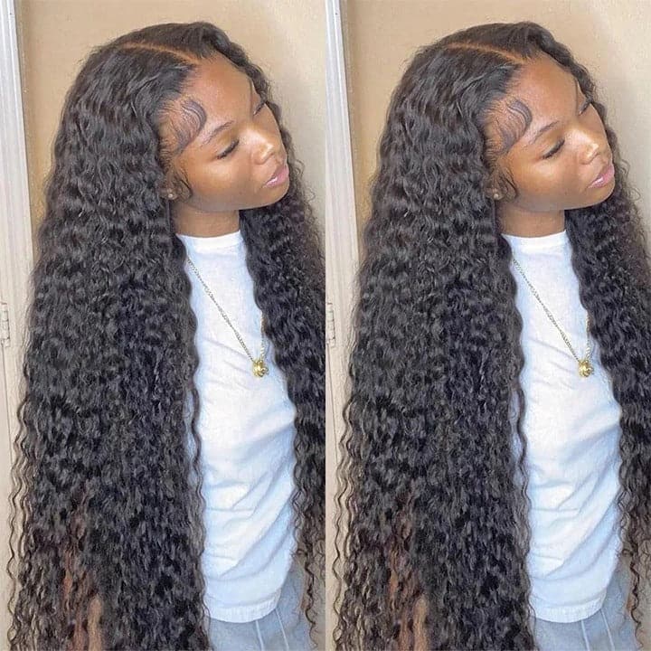 Deep Wave 13x4 HD Transparent Lace Front Wig Human Hair Glueless Lace Wigs
