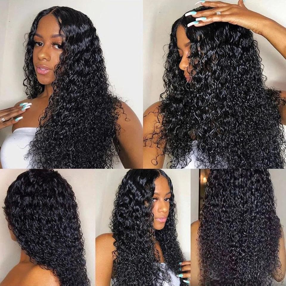 Deep Curly 4x4 Lace Wig Bleached Knots Natural Hairline For Sale