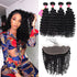 Deep Wave Virgin Hair Weave 4 Bundles With 13x4 Lace Frontal Closure Human Hair Weft