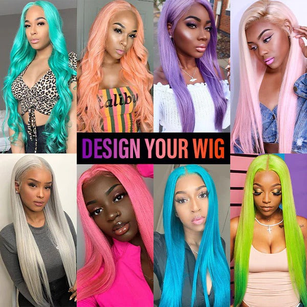 Customized Color Top Grade Human Hair Weave Hairstyles 13x4 Lace Front Wigs