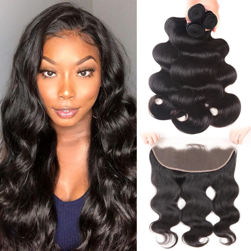 WorldNewHair 3 Bundles With Frontal Brazilian Body Wave Human Hair Bundles With Frontal On Sale
