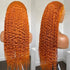 Orange Ginger Color Water Wave 13x4 HD Human Hair Lace Wigs With Pre-Plucked Baby Hair