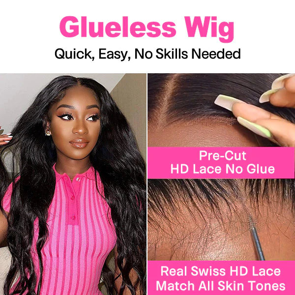 Wear And Go Wigs Body Wave Glueless 5x5 Lace Closure Wigs With Pre-Cut Lace