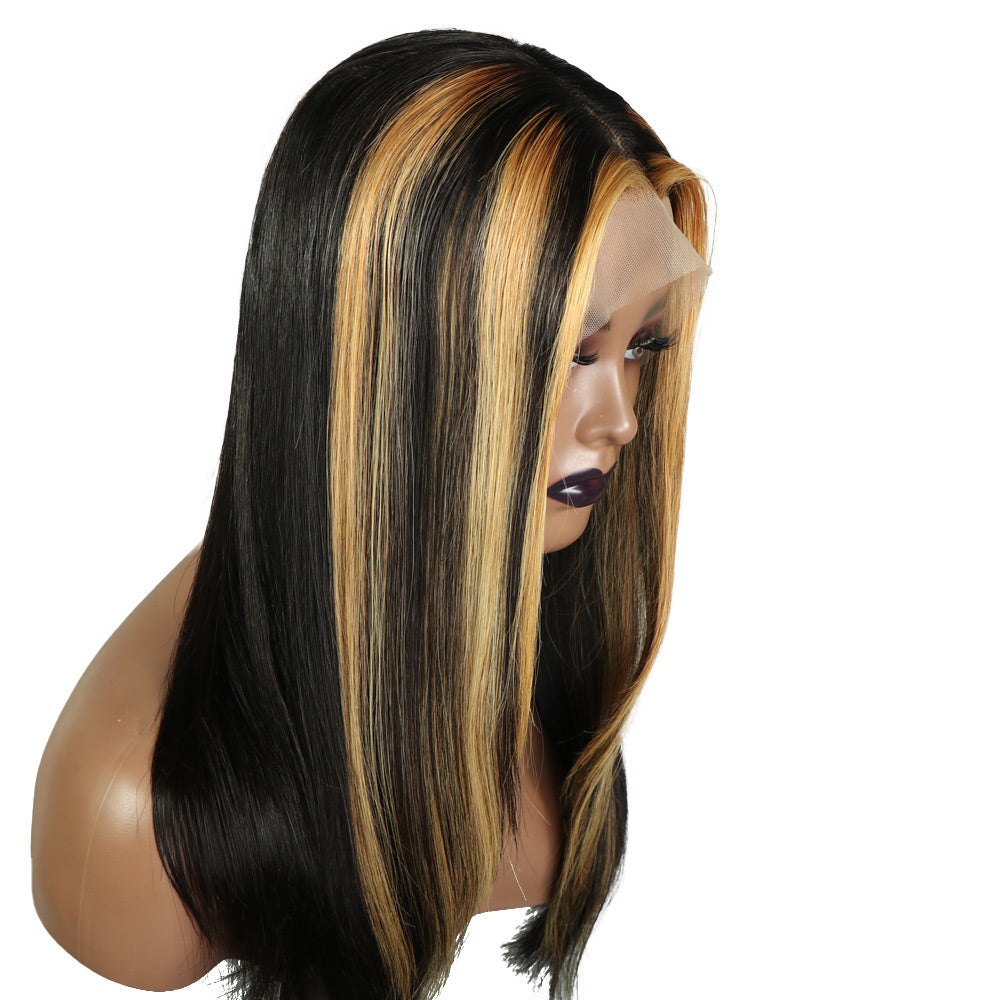 Highlight Layered Haircut 13x4 Transparent Lace Front Wigs Straight Human Hair Wigs