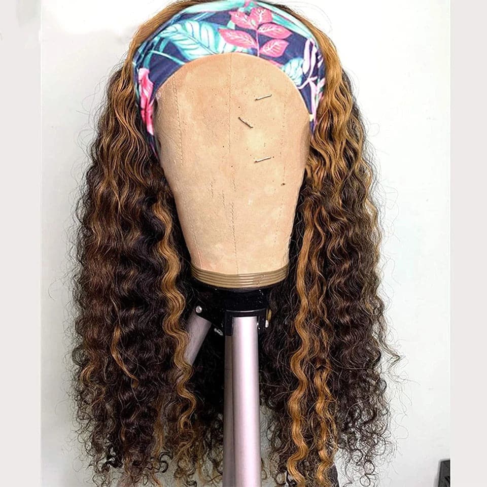 Highlight Headband Wig Kinky Curly Virgin Human Hair Wigs