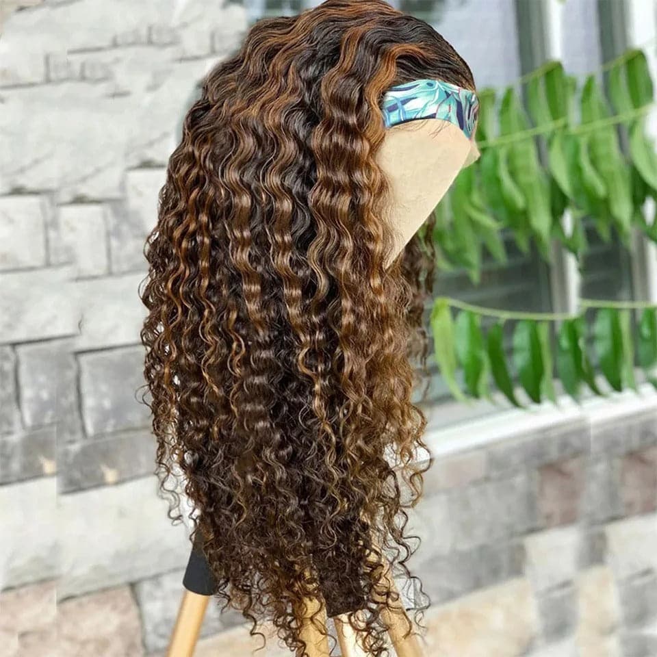 Highlight Headband Wig Kinky Curly Virgin Human Hair Wigs