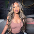 Balayage Body Wave Highlights #1B/27 Piano Color Honey Blonde Highlights Lace Front Wigs