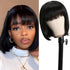 Straight Human Hair Short Bob Wigs With Bangs Human Hair 13x4 lace Front Wigs