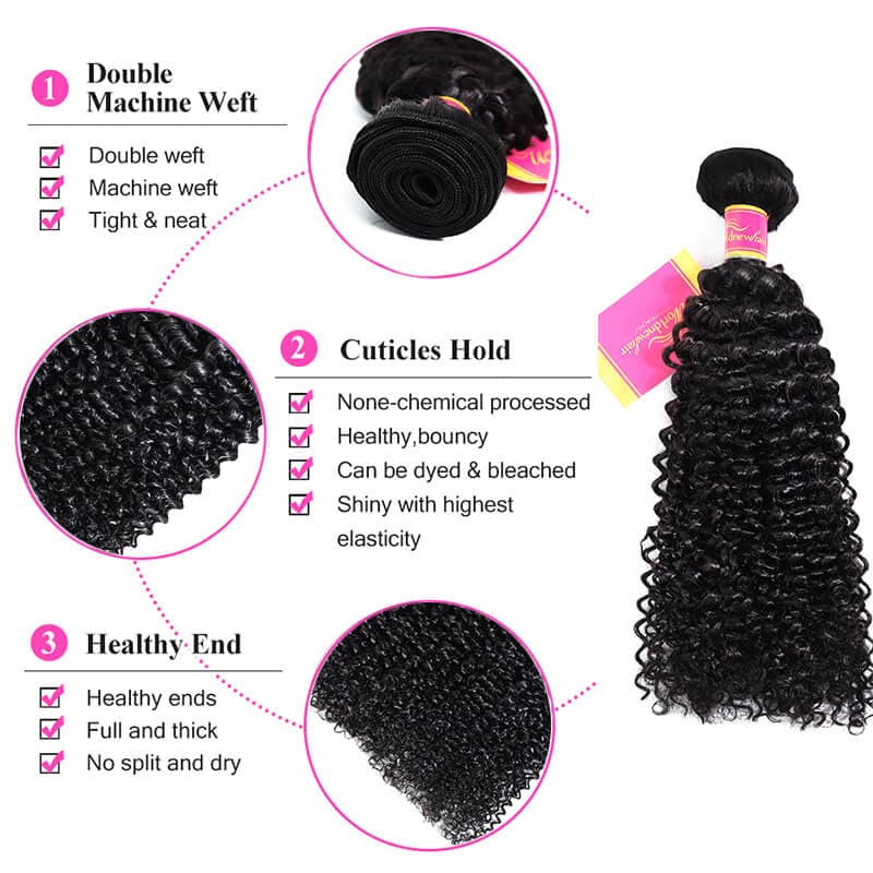 Brazilian Kinky Curly Virgin Human Hair 4 Bundles Jerry Curly Hair Weave