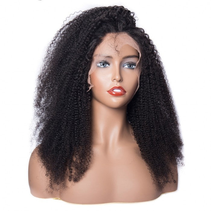 Kinky Curly 360 HD Lace Frontal Wig Pre Plucked 100% Virgin Real Human Hair Wigs