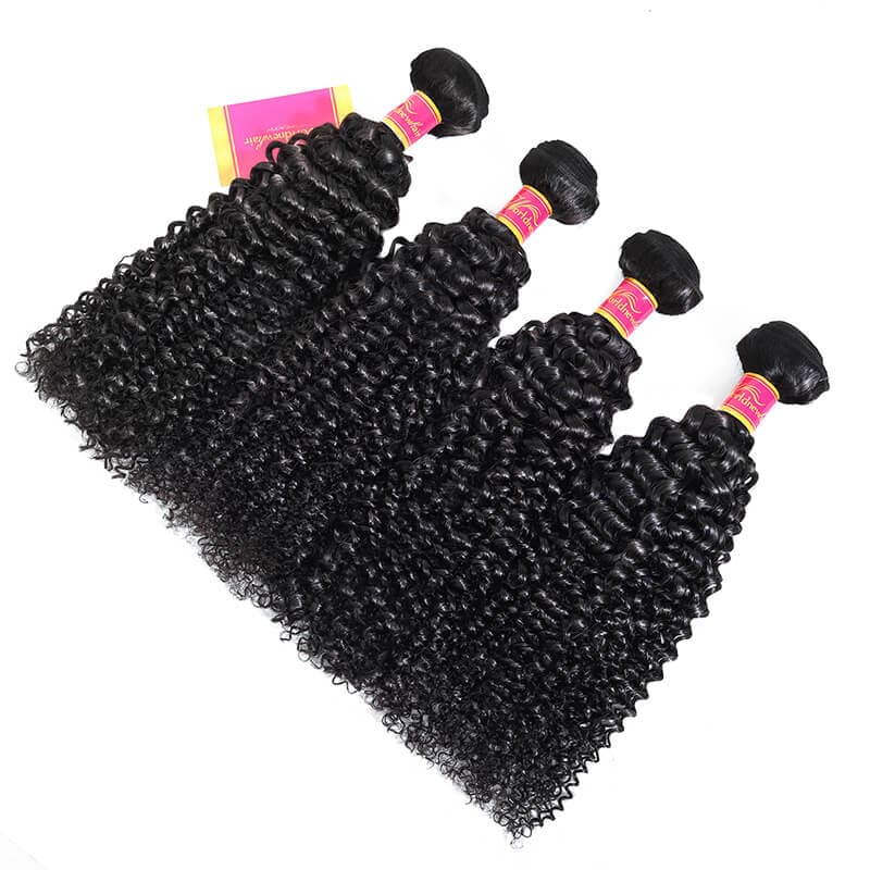 Brazilian Kinky Curly Virgin Human Hair 4 Bundles Jerry Curly Hair Weave