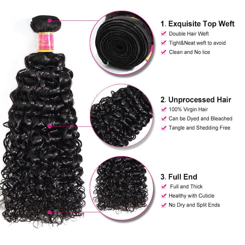 Jerry Curly Hair 1 Bundle Natural Black 100% Human Virgin Hair Weave