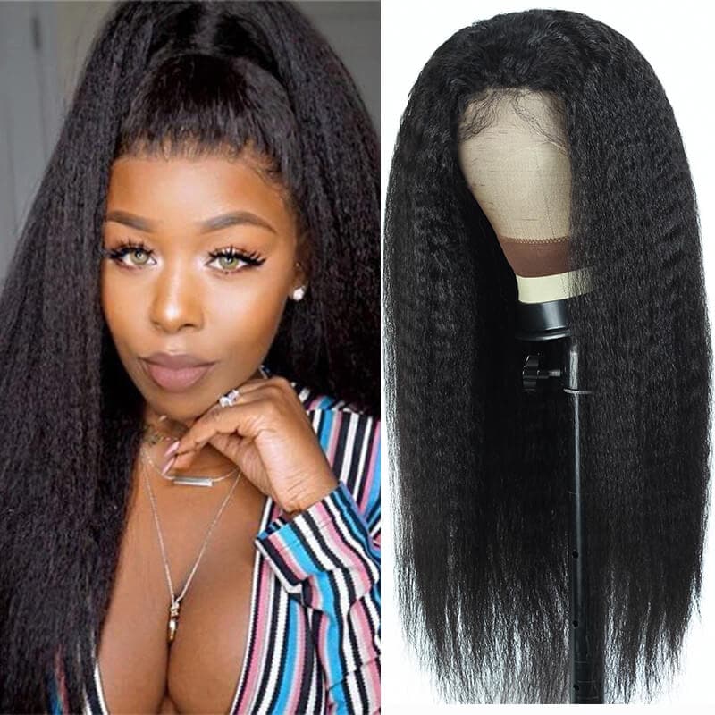 Kinky Straight 13x4 Lace Front Wigs Human Hair Pre-plucked HD Lace