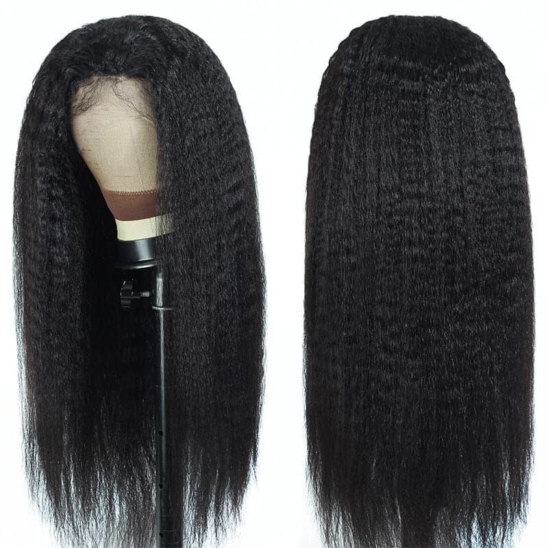 Kinky Straight 4x4 Lace Closure Wigs For Black Women 100% Human Hair Wigs