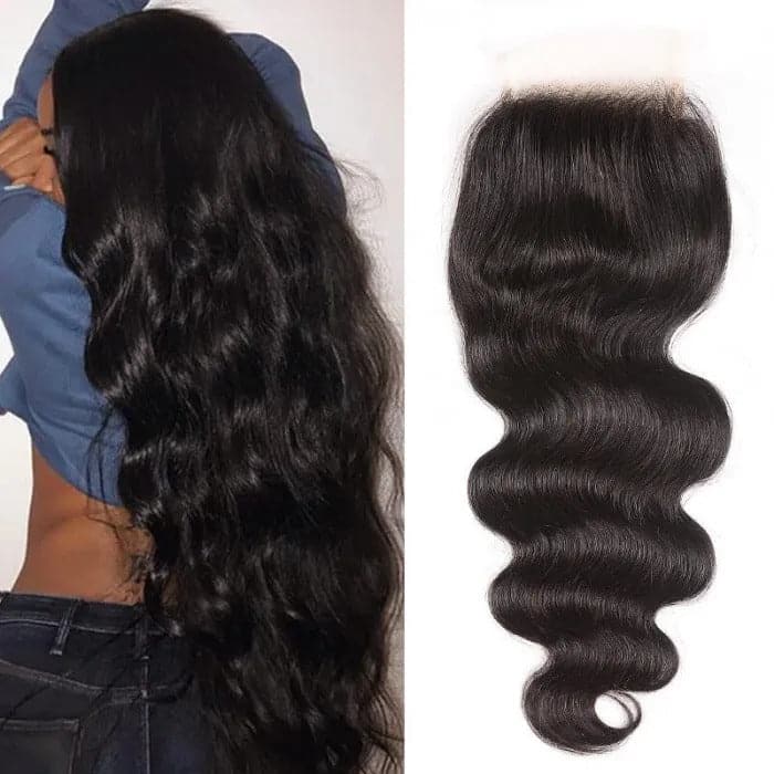 Body Wave Virgin Hair 4X4 Lace Closure Free Part Middle Part And Free Part