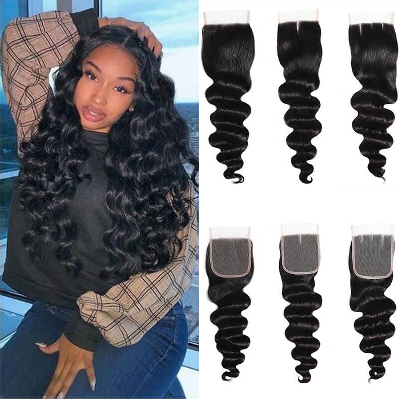 Unprocessed Remy Hair Loose Deep Wave 4X4 Lace Closure 8-20 Inch