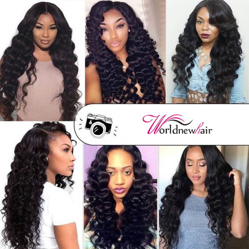 Loose Deep Wave Hair Bundles With Closure 100% Human Remy Hair For Black Woman