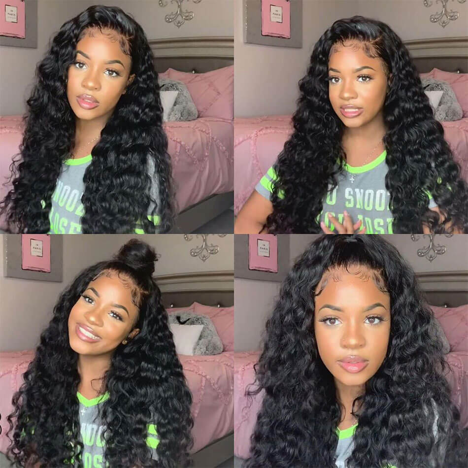 Natural Loose Deep Wave 13x4 Lace Front Wig Human Hair Pre Plucked With Baby Hair