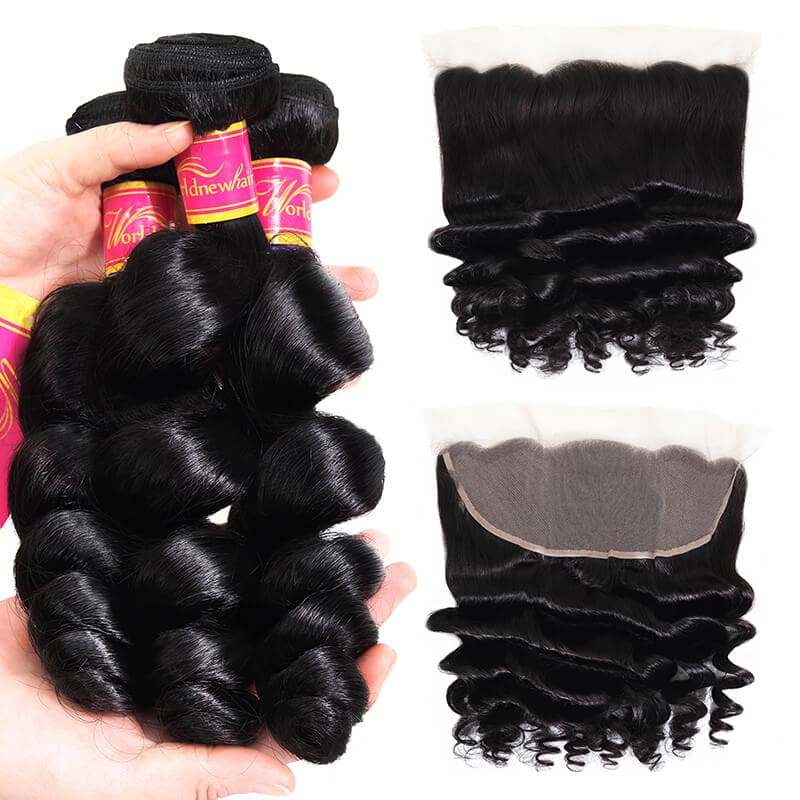 Loose Wave Hair Weave 4pcs Human Hair Bundles With Lace Frontal Remy Brazilian Hair Weft