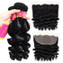 WorldNewHair Brazilian Loose Wave Human Hair 3 Bundles with 13*4 Lace Frontal