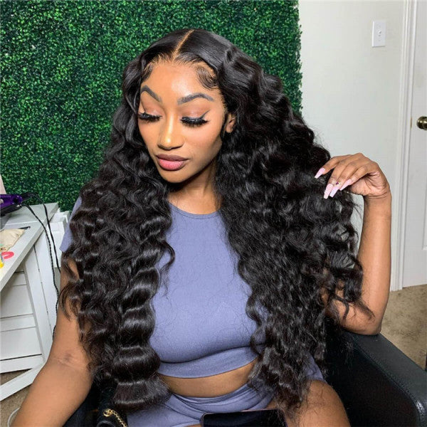 Natural Loose Deep Wave Lace Front Wig Human Hair Pre Plucked With Baby Hair