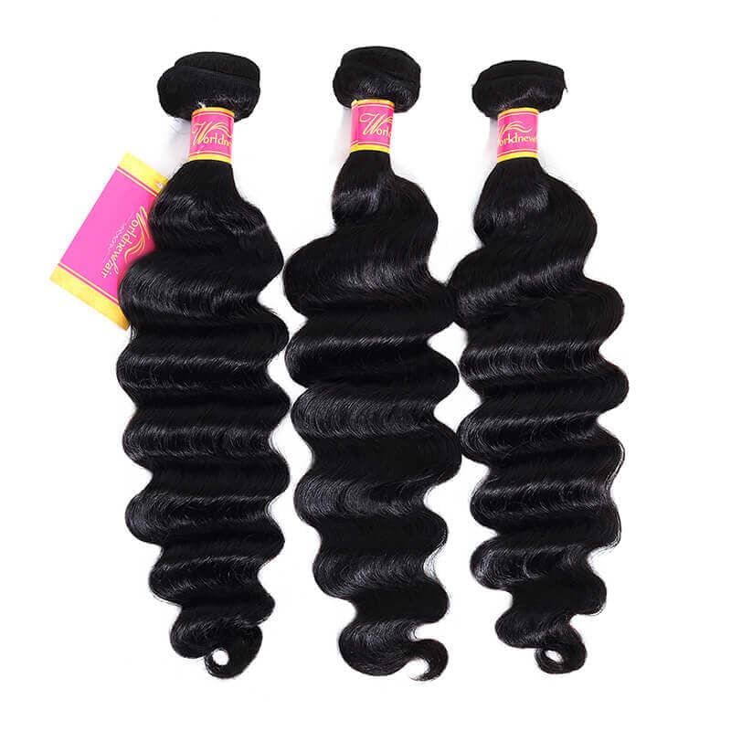 Loose Deep Wave Brazilian Human Virgin Hair Weave 3 Bundles