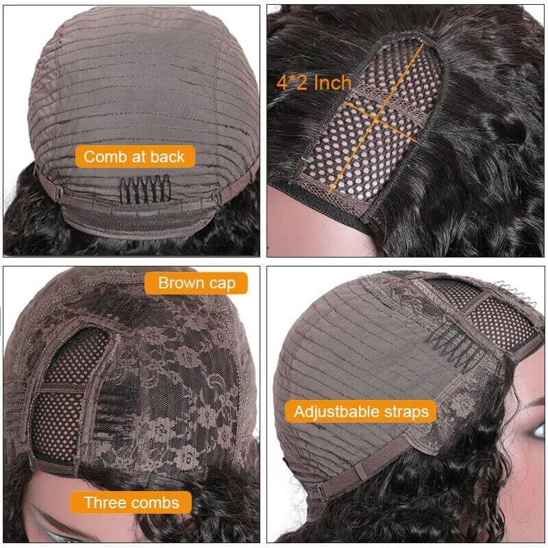 Body Wave U Part Wigs 2x4 Inch U Part Dark Aubrun Ombre Color Human Hair Wigs 150% Density