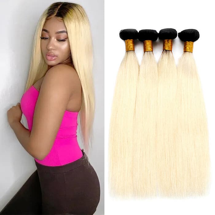 1B/613 Blonde Straight Human Hair 4Bundles Virgin Hair High Quality