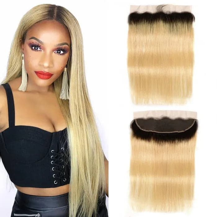Ombre Color 1B/613 13x4 Lace Frontal Closure Straight Human Hair