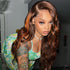 Orange Highlights On Dark Brown Body Wave Hair Lace Front Wigs