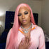 Trendy Light Ash Pink Colored Wig Straight Human Hair Lace Front Wigs