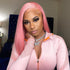 Trendy Light Ash Pink Colored Wig Straight Human Hair Lace Front Wigs