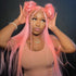 Trendy Light Ash Pink Colored Wig Straight Human Hair Lace Front Wigs